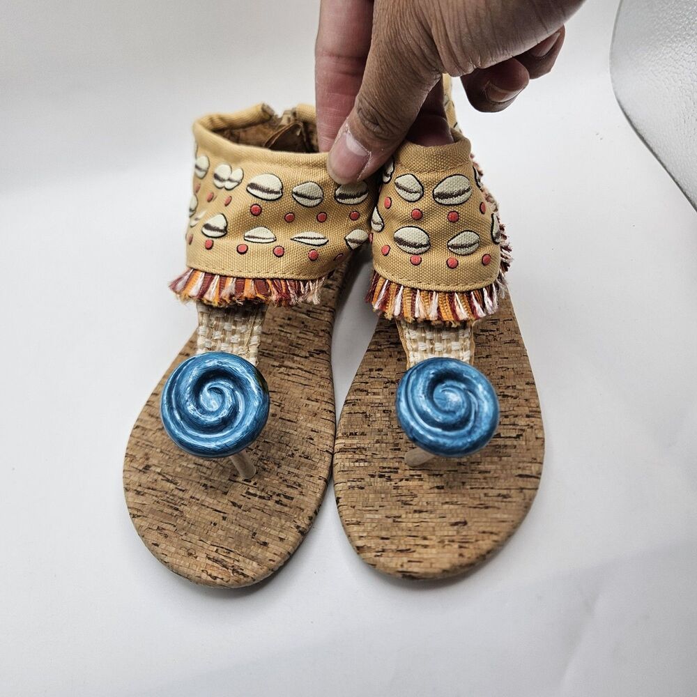 Disney Store MOANA Girls Dress Up Sandal Shoes Zip Closure Movie Cartoon Sz 13/1